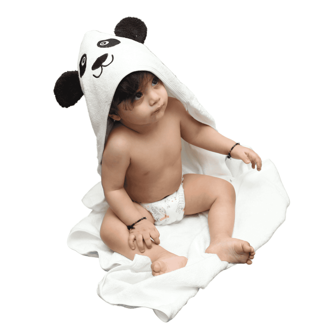 Super-soft Bamboo Cotton Hooded Towel - Panda Pal