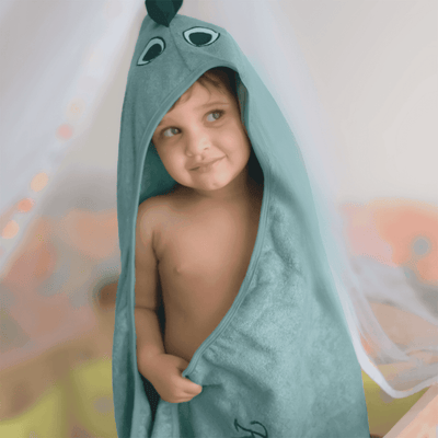 Super-soft Bamboo Cotton Hooded Towel - Dino Delight