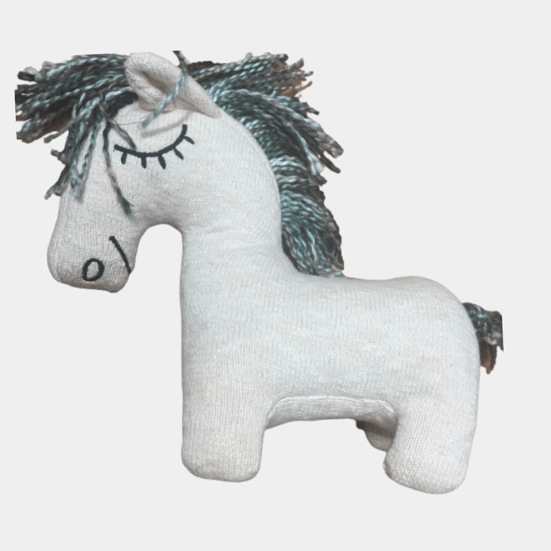 Unicorn- 100% Organic Cotton knitted stuffed soft toy - Chickabookids