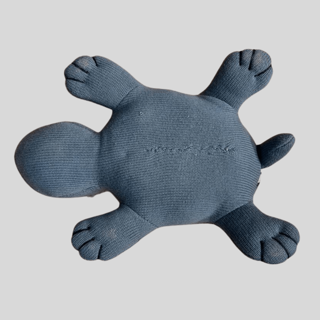 Turtle (Grey Blue) - 100% Organic Cotton knitted stuffed soft toy - Chickabookids