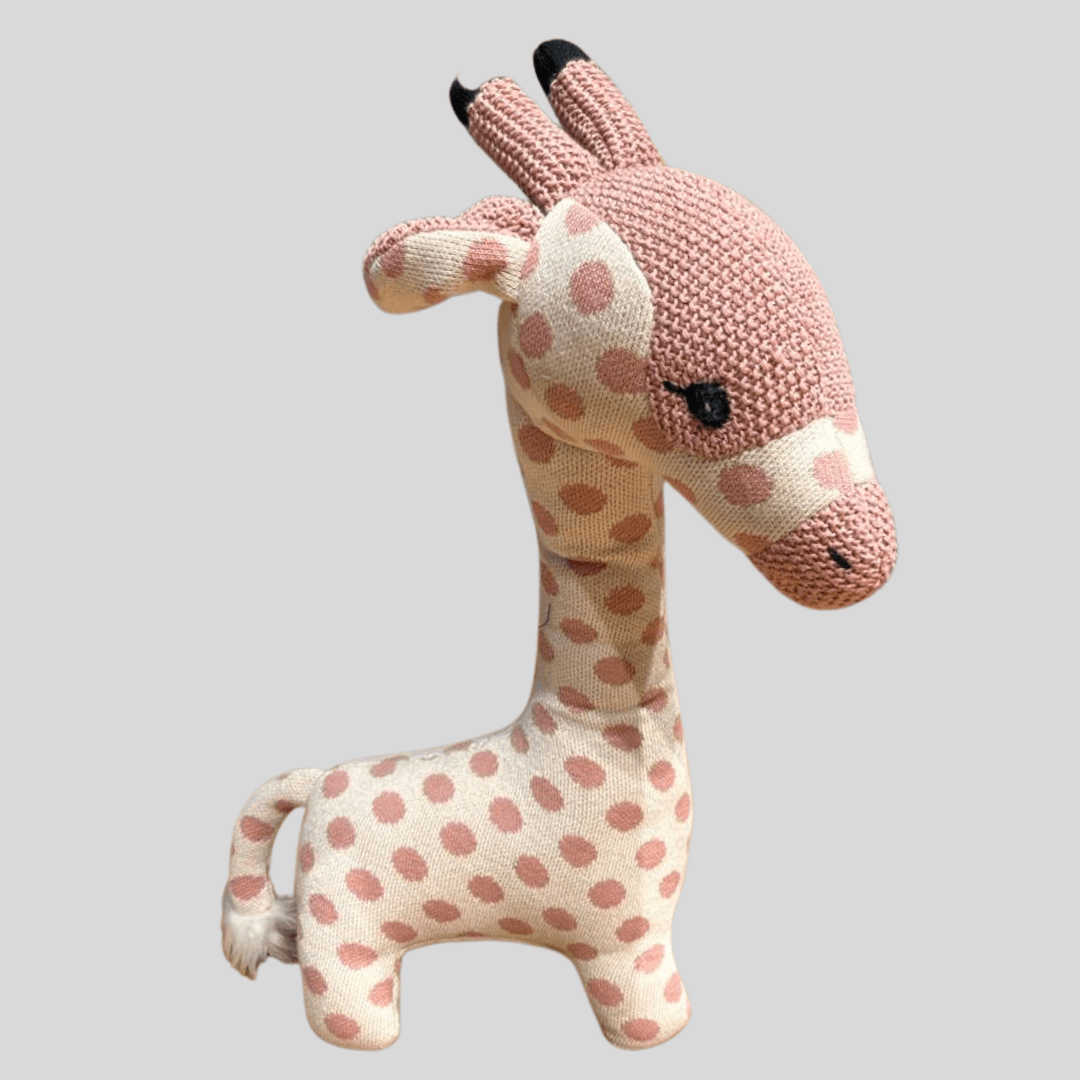 Giraffe (Pink) - 100% Cotton knitted stuffed soft toy - Chickabookids