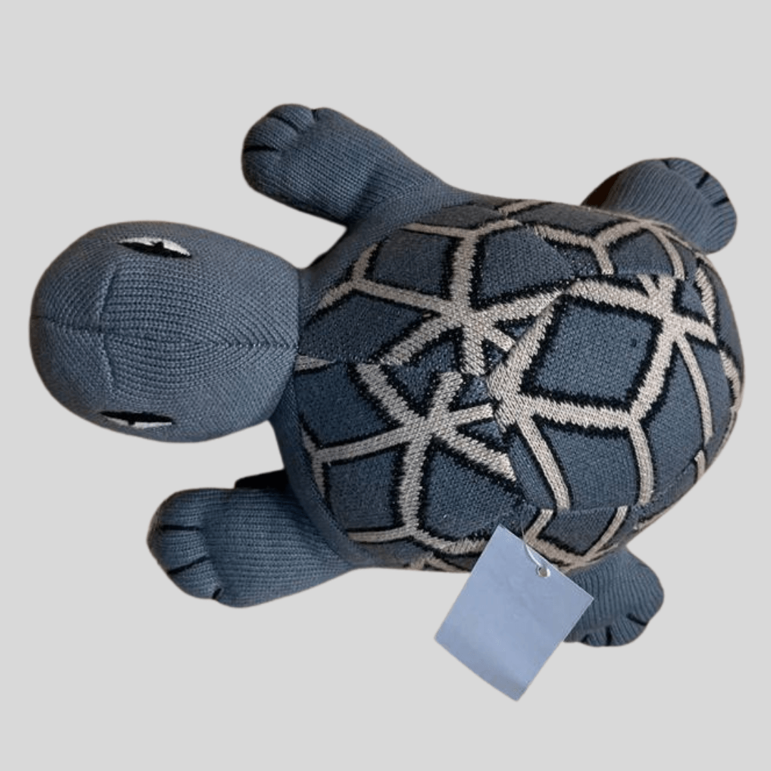 Turtle (Grey Blue) - 100% Organic Cotton knitted stuffed soft toy - Chickabookids