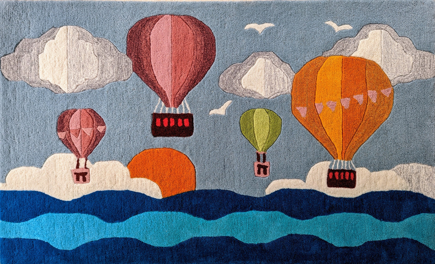 Hot Air Balloons Rug - 100% New Zealand Wool - Chickabookids