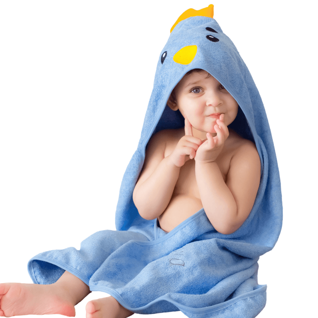 Super-soft Bamboo Cotton Hooded Towel -  Birdie Buddy - Chickabookids