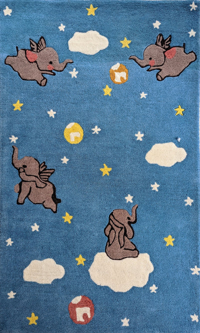 Flying Elephants Rug - 100% New Zealand Wool - Chickabookids