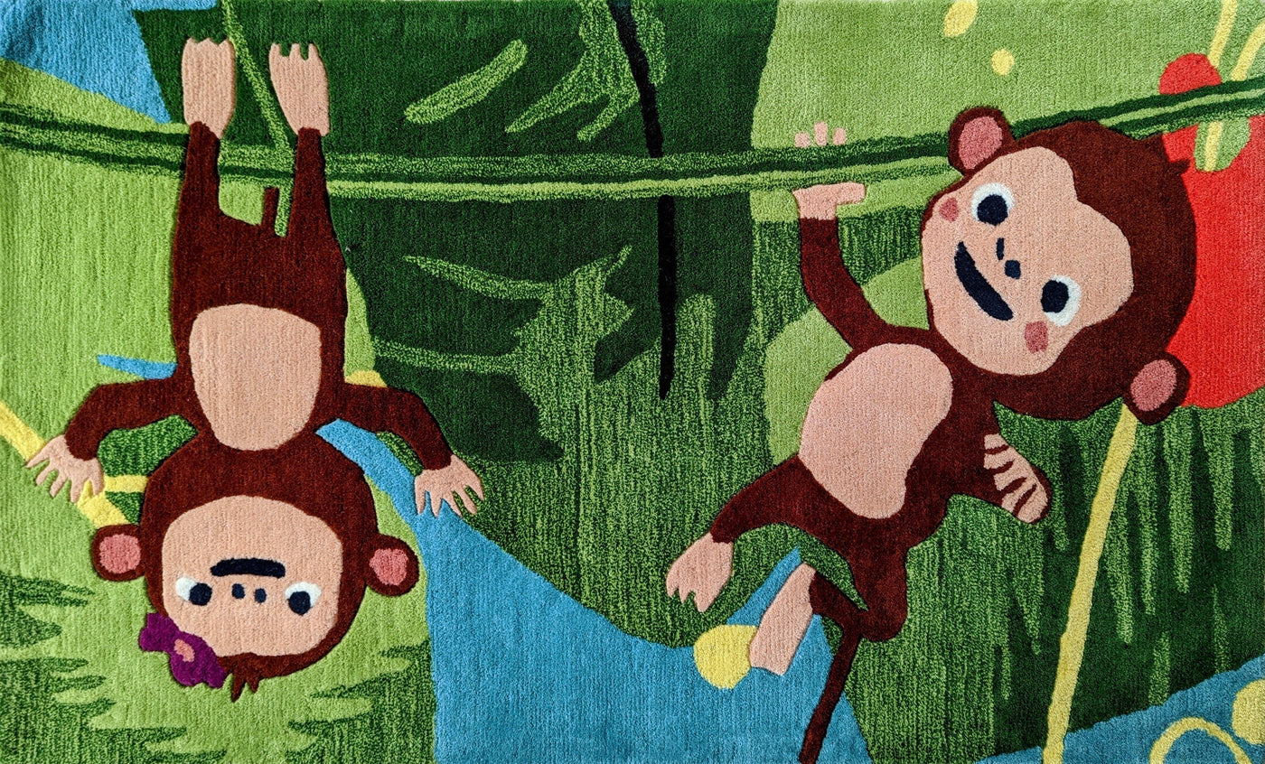 Jumping Monkeys Rug - 100% New Zealand Wool - Chickabookids